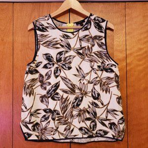 J. Crew Gold Foil Leaf Shell Sleeveless Back Zip Tank Top 14
